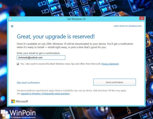 Cara Memesan atau Menghilangkan Nofitikasi Free Get Upgrade Windows 10