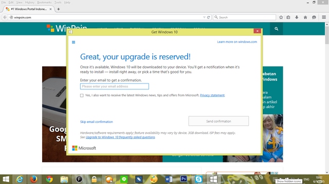 Pengguna Windows 7 dan 8 Mulai Mendapatkan Notifikasi Upgrade Windows 10 Gratis