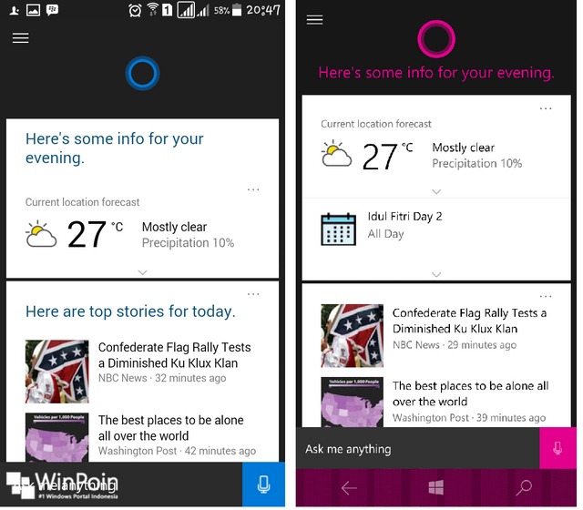 Cortana Android vs Cortana Windows 10 Mobile -- Siapa Pemenangnya?