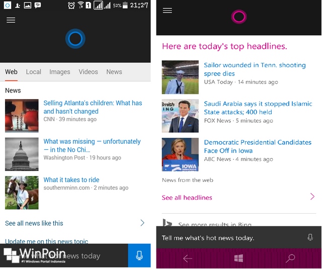 Cortana Android vs Cortana Windows 10 Mobile -- Siapa Pemenangnya?