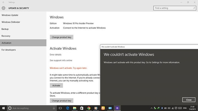 Inilah Kenapa Beberapa Insider Mengalami Masalah Aktivasi di Windows 10 Preview Terbaru