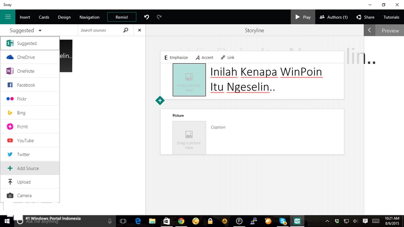 Microsoft Sway di Windows 10 Sudah Bisa Kamu Gunakan, Ayuk Dicoba! -- (Serius, Keren Banget!)