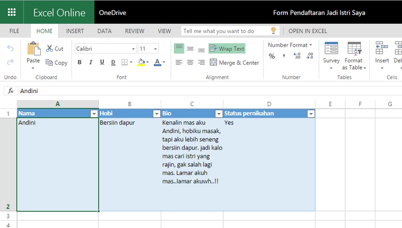 Cara Membuat Online Form (untuk Keperluan Apa Saja) dengan Excel Online