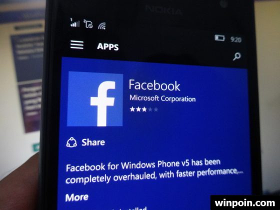  Mobile Preview dan menginstall Facebook app Facebook untuk Windows 10 Mobile Sudah Final dan Tidak Lagi Beta