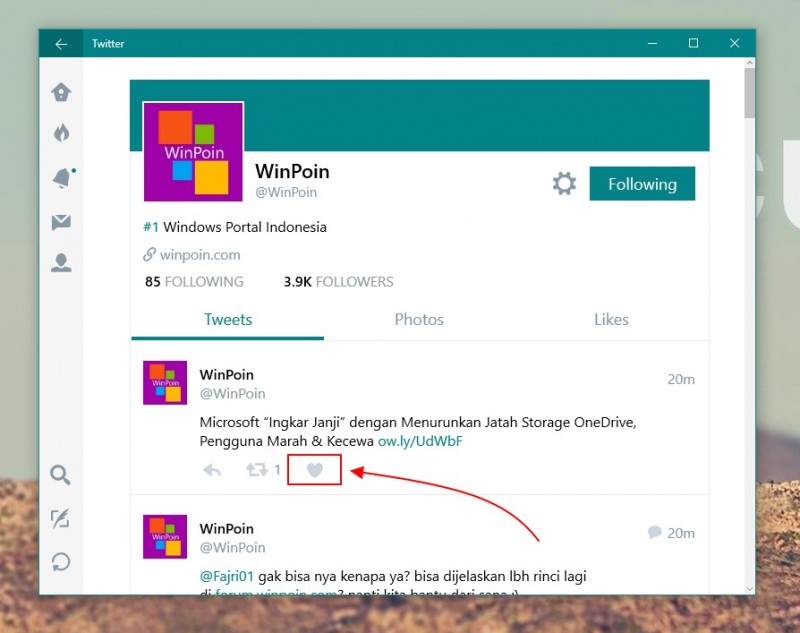 Twitter Mengganti Tombol Favorites dengan Like (dan Mengupdate Windows 10 Apps nya)