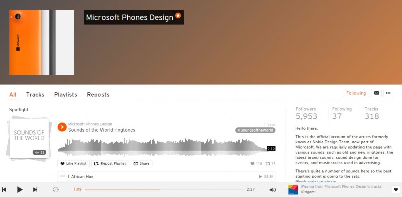 Soundcloud Microsoft Phone Design