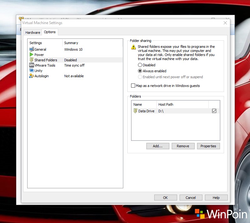 Cara Share Folder di VMware Virtual Machine