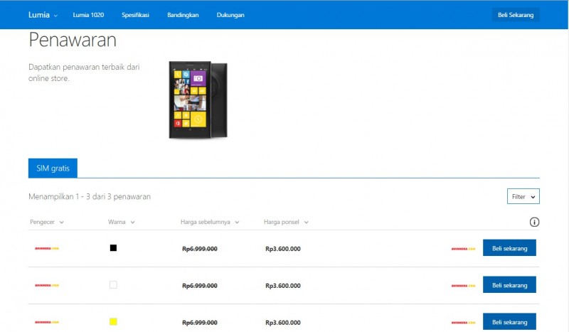 Lumia 1020 Diskon Hingga 48%