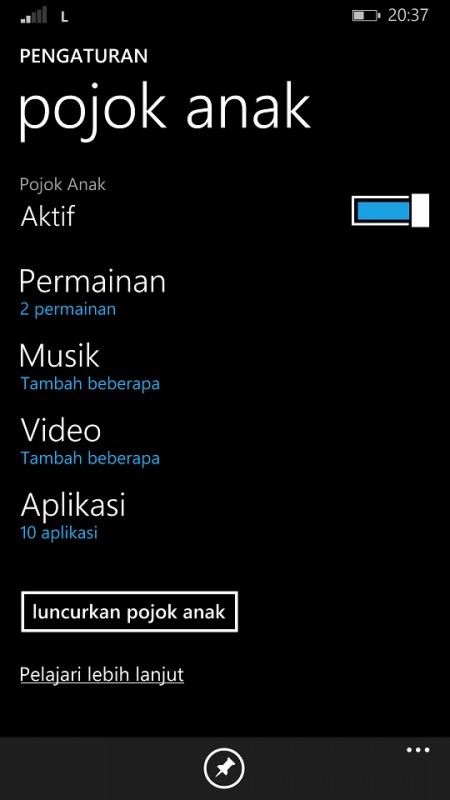 Menggunakan Kids Corner di Windows Phone