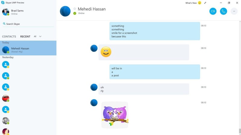 Skype UWP Preview