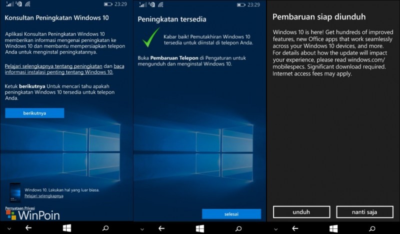 Windows 10 Mobile Final Untuk Lumia Gelombang Pertama Telah Tersedia