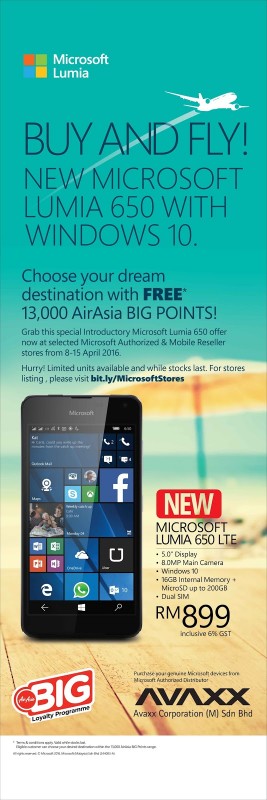 Lumia 650 Hadir di Malaysia 8 April 2016