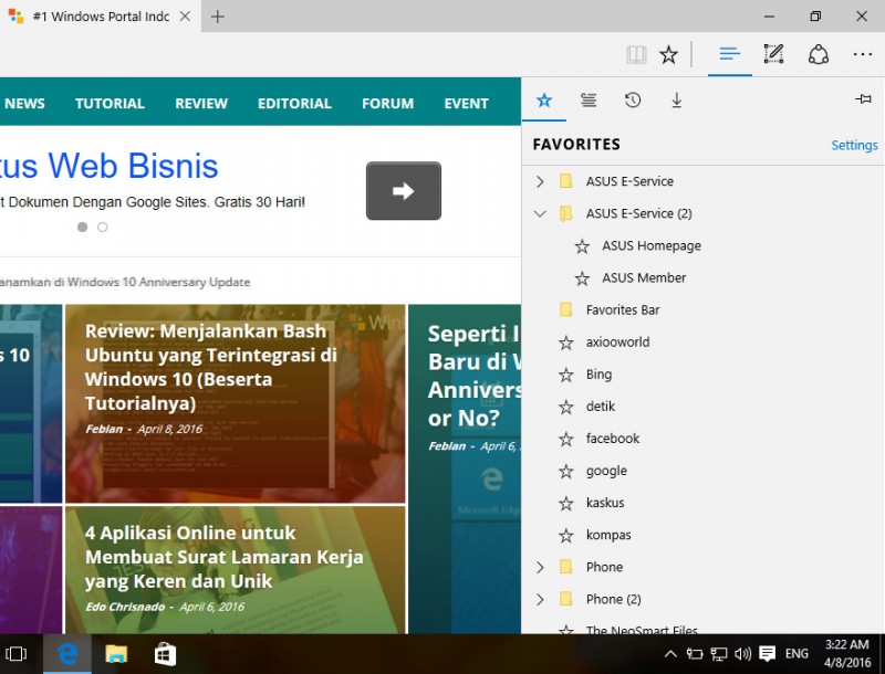 Fitur Baru di Browser Edge Windows 10 Insider Build 14316