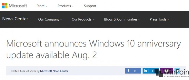 Microsoft Akan Merilis Anniversary Update pada 2 Agustus