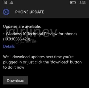 Windows 10 Mobile Build 10586.420-1