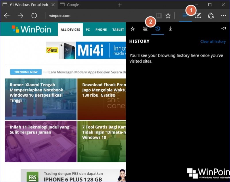 Cara Melihat History Browser Microsoft Edge di Windows 10 (1)