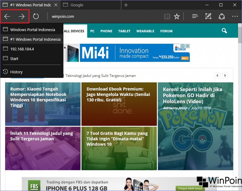 Cara Melihat History Browser Microsoft Edge di Windows 10 (2)