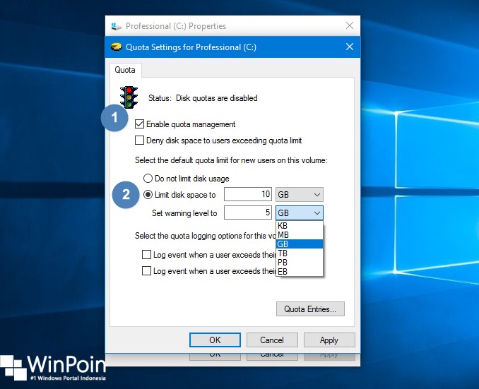 Cara Memasang Kuota pada Partisi di Windows 10 (3)