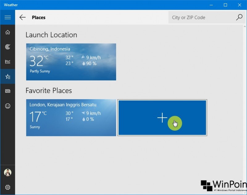 Cara Menambah Lokasi pada App Weather di Windows 10 (3)