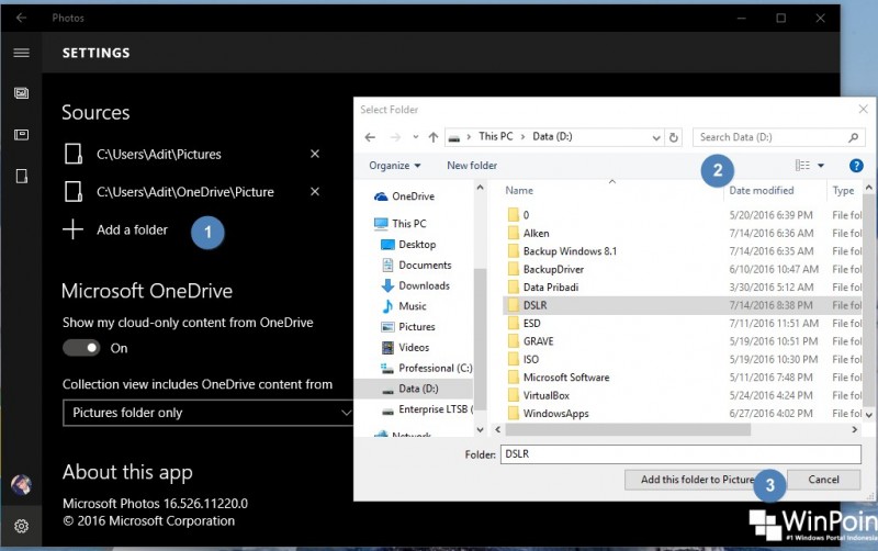 Cara Menambahkan Folder pada Aplikasi Photos di Windows 10 (2)
