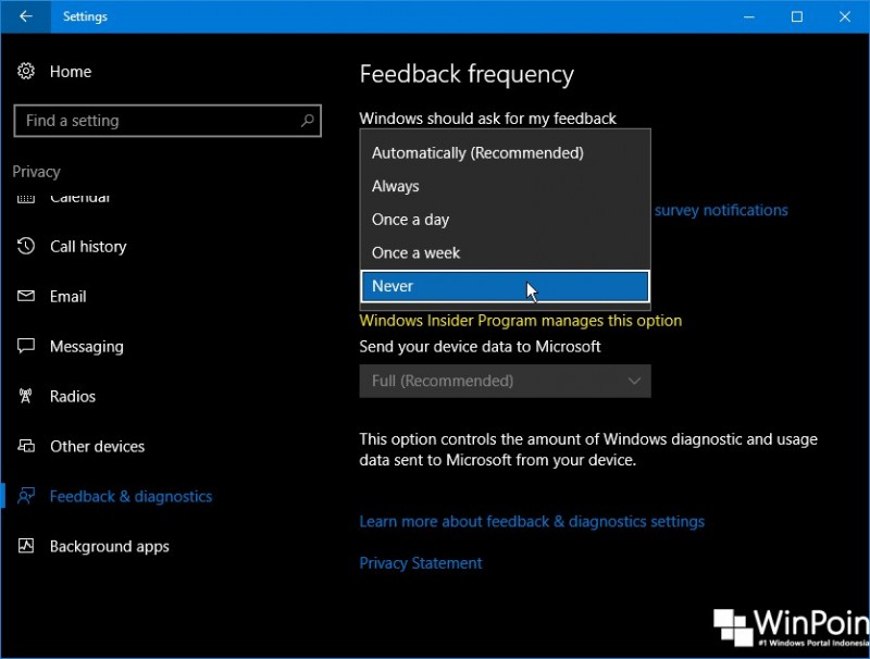 Cara Menghentikan Windows 10 Meminta Feedback