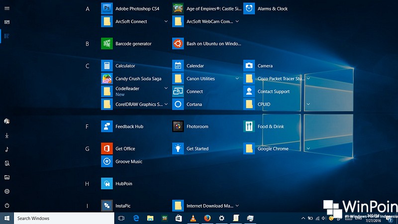 cara men windows 10