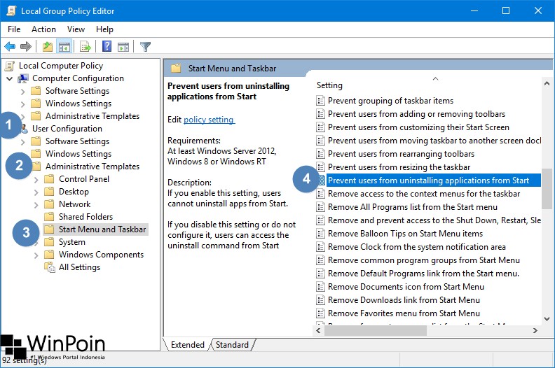 Cara Menghilangkan Opsi Uninstall Apps pada Start Menu Windows  Cara Menghilangkan Opsi Uninstall Apps pada Start Menu Windows 10