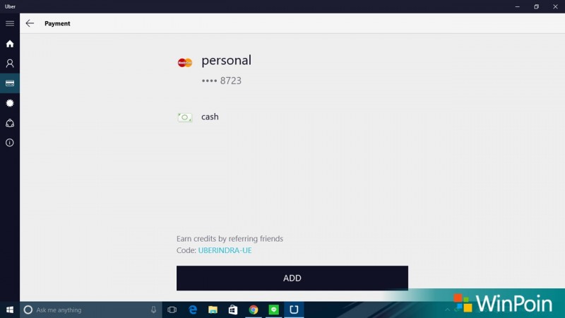 Uber Cash Windows 10