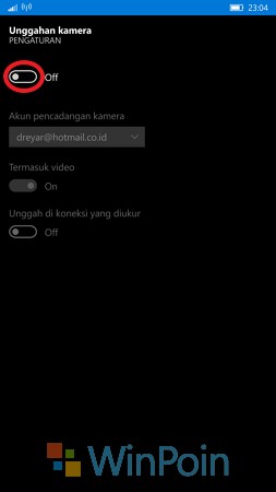 Menonaktifkan Upload Foto Otomatis ke OneDrive