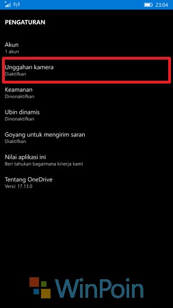 Menonaktifkan Upload Foto Otomatis ke OneDrive