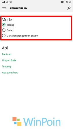 Mengubah Theme Aplikasi Film & TV di Windows 10 Mobile