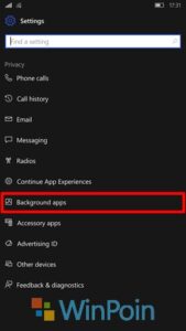 Cara Mengatur Background Apps di Windows 10 Mobile