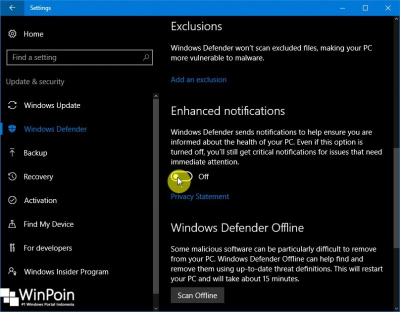 Cara Mematikan Notifikasi Windows Defender di Windows 10 (2)