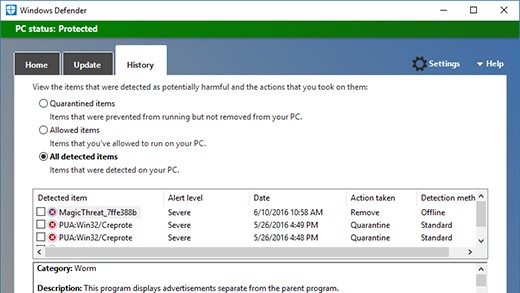 Menemukan Hasil dari Scan Offline Windows Defender