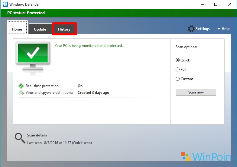 Menemukan Hasil dari Scan Offline Windows Defender