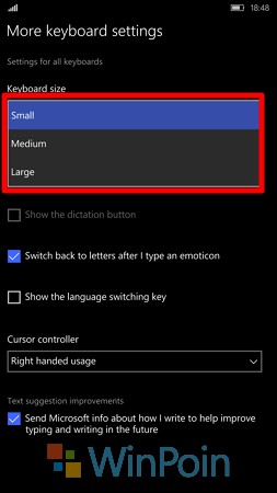 Merubah Ukuran Keyboard Windows 10 Mobile