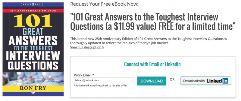 Download Ebook: 101 Jawaban Tepat untuk Pertanyaan Tersulit di Wawancara Kerja
