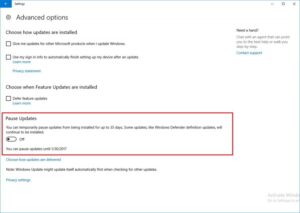 Fitur "Pause" di Windows Update akan Tersedia Pada Build 14997