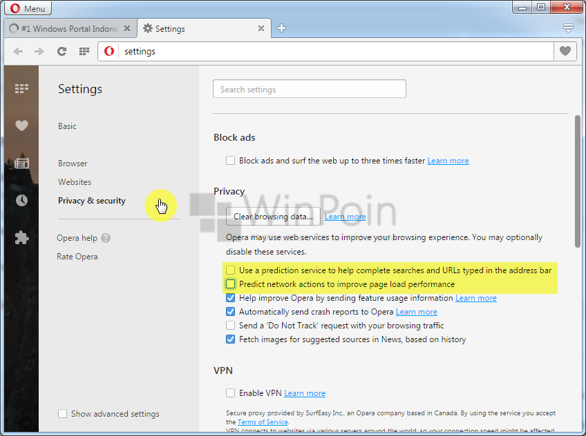 Cara Mematikan Page Prediction di Opera Cara Mematikan Page Prediction di Opera