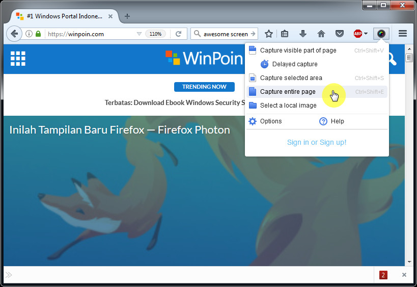 Cara Membuat Screenshot Website Halaman Penuh di FireFox (1)