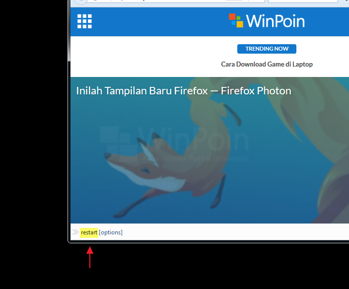 Cara Restart Mozilla Firefox tanpa Menutup Tab yang Aktif