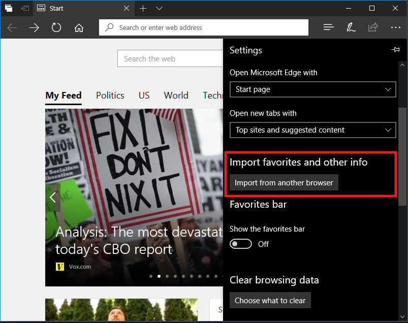 Cara Impor Data dari Browser Lain ke Microsoft Edge di Windows 10 Creators Update