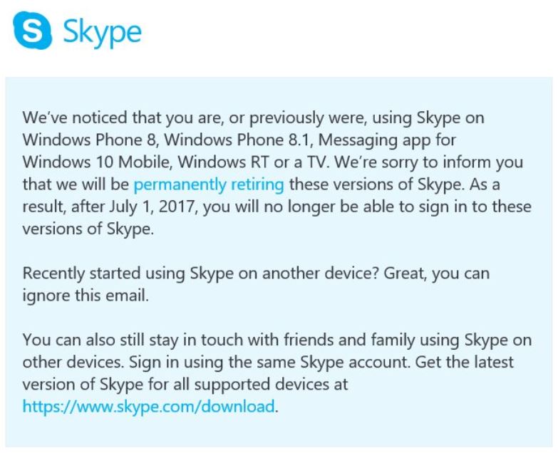 Aplikasi Skype di Windows Phone Lawas Dipensiunkan