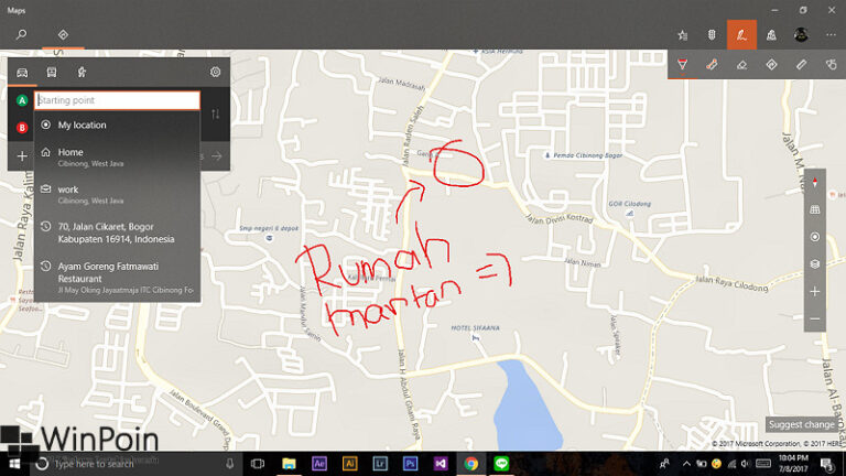 Memaksimalkan Fitur Windows Ink pada Aplikasi Maps Windows 10 (1)