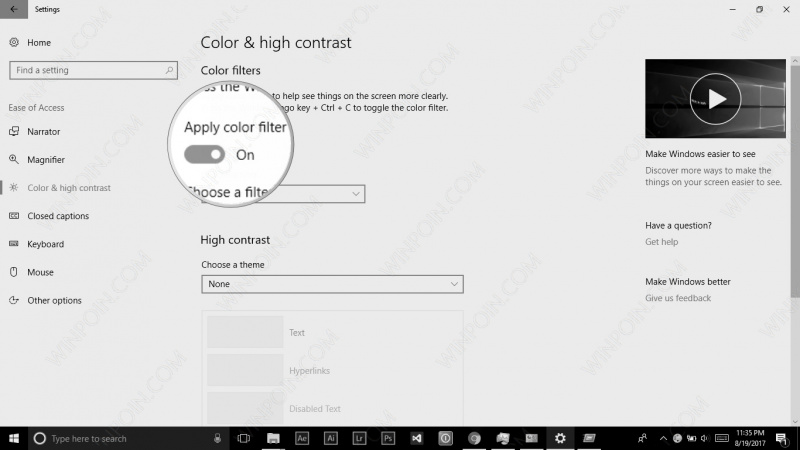 Cara Mengaktifkan Color Filter di Windows  Cara Mengaktifkan Color Filter di Windows 10