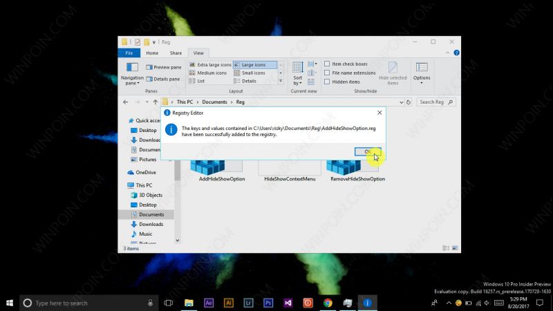 Tweak - Menambahkan Opsi Hide Show File pada Konteks Menu Windows 10 (5)