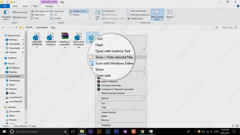 Tweak - Menambahkan Opsi Hide Show File pada Konteks Menu Windows 10 (6)