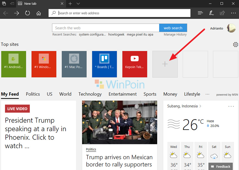 Cara Menambahkan Website ke Menu Top Sites di Microsoft Edge