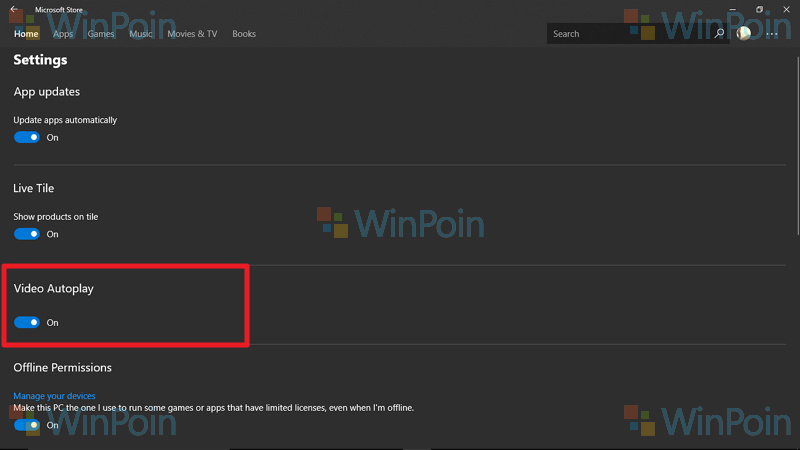 Mematikan Video Apps dan Games yang Diputar Secara Otomatis di Microsoft Store