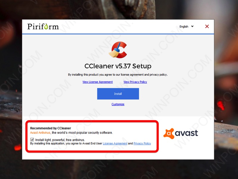 CCleaner Kini Bundling dengan Avast Antivirus